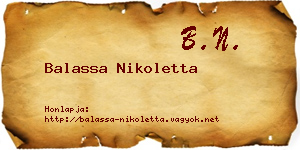 Balassa Nikoletta névjegykártya